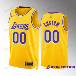 Custom 00 2022-23 Los Angeles Lakers Gold Icon Edition Jersey Swingman