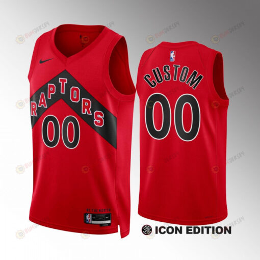 Custom 00 2022-23 Toronto Raptors Red Icon Edition Jersey Swingman