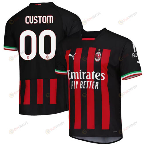 Custom 00 AC Milan 2022/23 Home Men Jersey - Black/Red