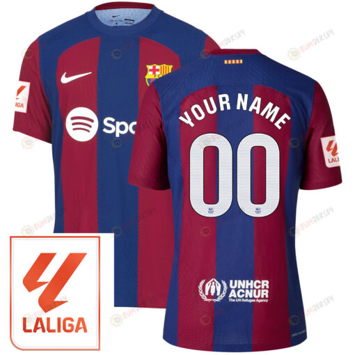 Custom 00 Barcelona 2023/24 With LaLiga Badge Home Men Jersey