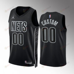 Custom 00 Brooklyn Nets Black 2022-23 Statement Edition Men Jersey Swingman