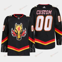 Custom 00 Calgary Flames Black Jersey 2022-23 Blasty Alternate Primegreen