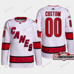 Custom 00 Carolina Hurricanes White Jersey 2022-23 Away 25th Anniversary