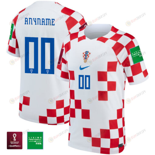 Custom 00 Croatia National Team FIFA World Cup Qatar 2022 - Home Youth Jersey With Patch