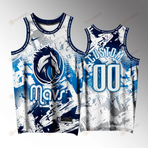 Custom 00 Dallas Mavericks White Printing Men Jersey Splash City Exclusive Edition