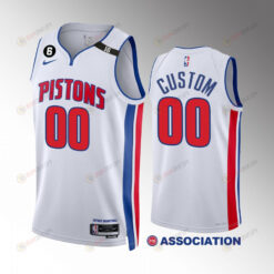 Custom 00 Detroit Pistons 2022-23 White Association Edition Jersey Swingman