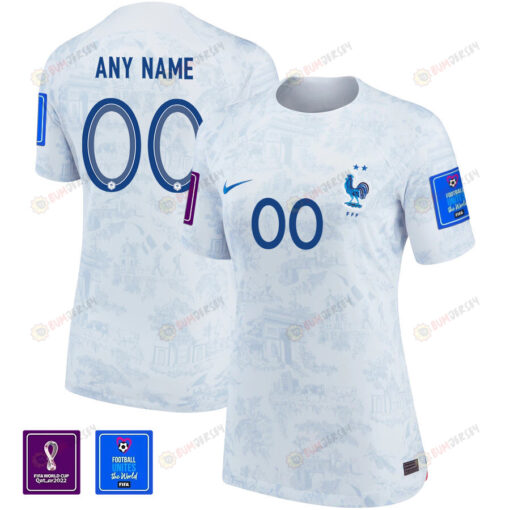 Custom 00 FIFA World Cup Qatar 2022 Patch France National Team - Away Women Jersey