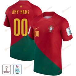 Custom 00 FIFA World Cup Qatar 2022 Patch Portugal National Team - Home Youth Jersey