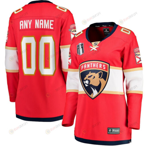 Custom 00 Florida Panthers Women's 2023 Stanley Cup Final Home Breakaway Jersey - Red