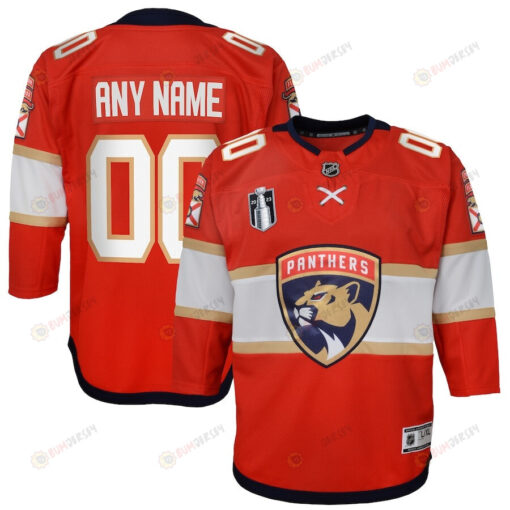 Custom 00 Florida Panthers Youth 2023 Stanley Cup Final Home Jersey - Red