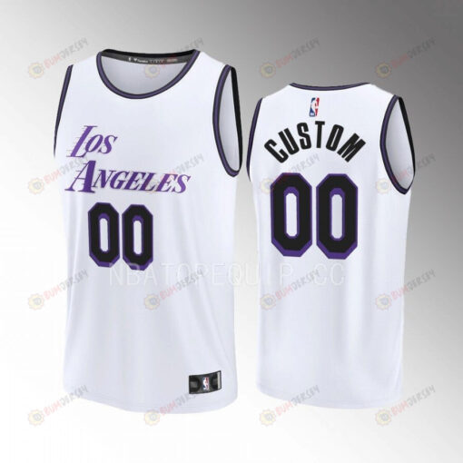 Custom 00 Lakers White Jersey Fast Break Fastbreak 2022-23 City Edition