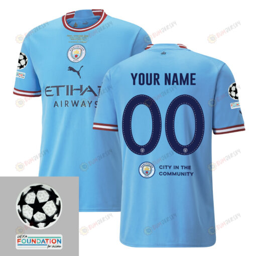 Custom 00 Manchester City UEFA 2023 Final Match Details Patch Badge - Home Jersey