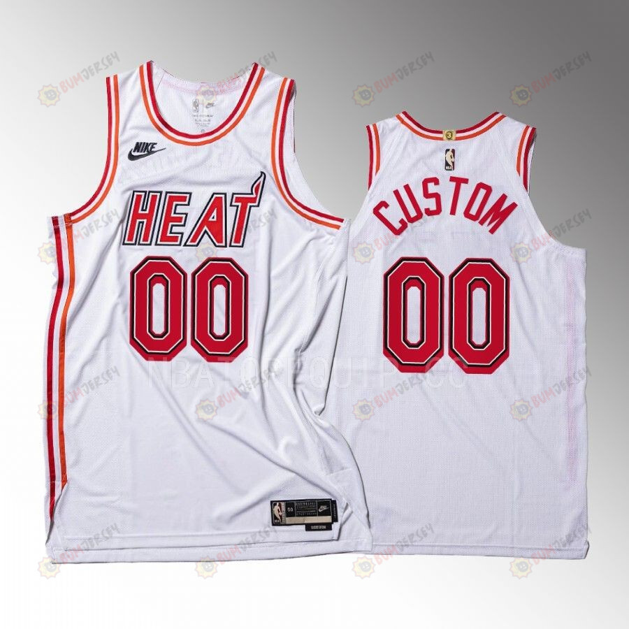 Custom 00 Miami Heat 2022-23 35th Classic Edition Men Jersey White
