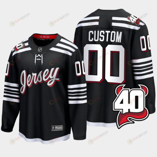 Custom 00 New Jersey Devils 2022-23 40th Anniversary Alternate Black Jersey