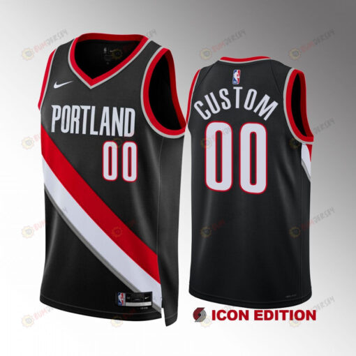Custom 00 Portland Trail Blazers 2022-23 Icon Edition Black Jersey