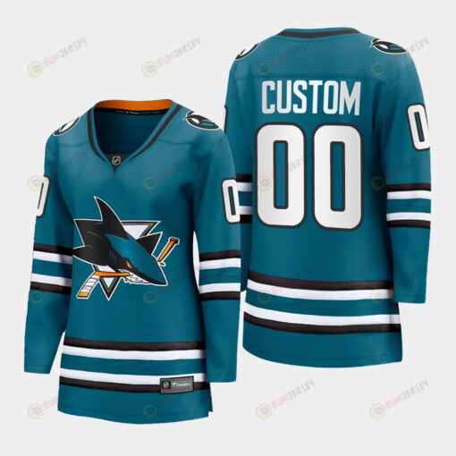 Custom 00 San Jose Sharks 2022-23 Home Women Premier Breakaway Jersey Teal