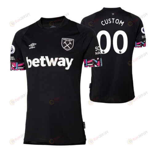 Custom 00 West Ham United 2022-23 Away Men Jersey - Black