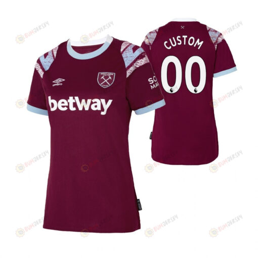 Custom 00 West Ham United 2022-23 Home Women Jersey - Claret/Blue