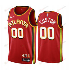 Custom 2022-23 Atlanta Hawks Red 00 Icon Edition Jersey - Men Jersey