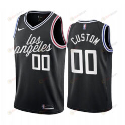 Custom 2022-23 Los Angeles Clippers Black 00 City Edition Jersey Cursive - Men Jersey