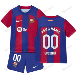 Custom Barcelona Home Kit 2023-24 Youth Jersey - Blue/Scarlet