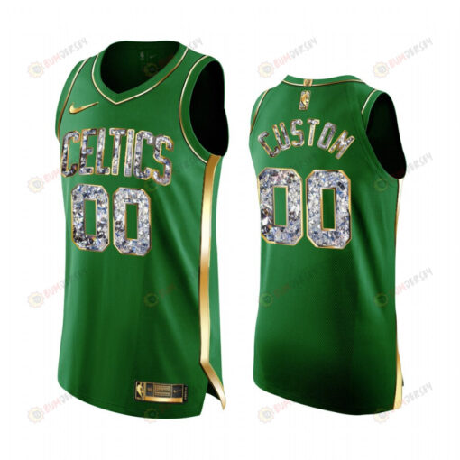 Custom Celtics 00 2022 Playoffs Jersey Green Diamond Edition