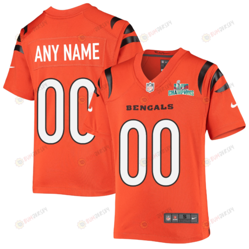 Custom Cincinnati Bengals Super Bowl LVII Champions Youth Alternate Game Jersey - Orange