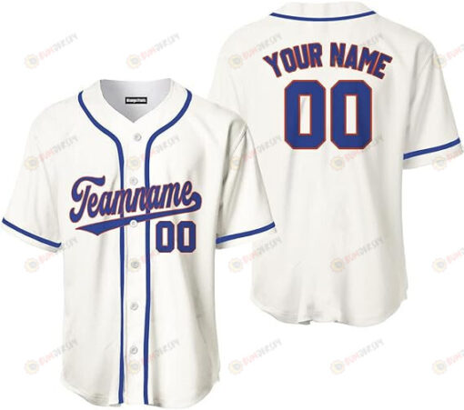 Custom Cream Royal Blue Orange Baseball Jersey