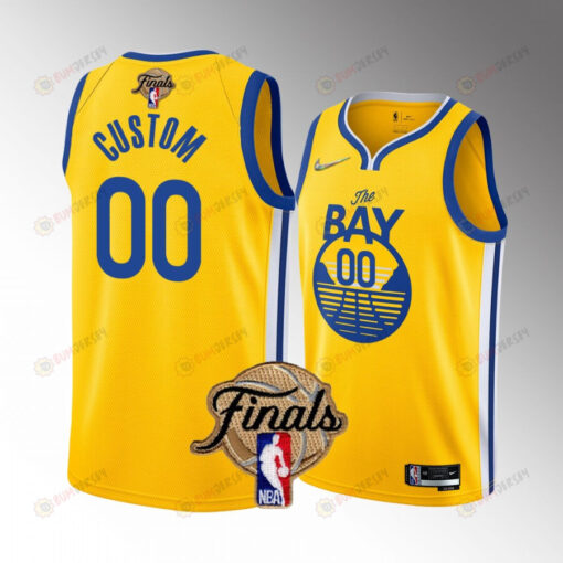 Custom Golden State Warriors 2022 Finals Jersey Gold 00 Diamond Badge Dub