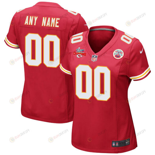 Custom Kansas City Chiefs Super Bowl LVII Champions 3 Stars WoMen's Jersey - Red