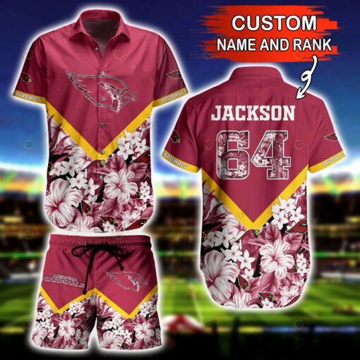 Custom Name And Number Arizona Cardinals Hawaiian Shirt Set