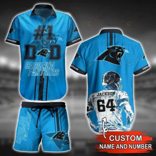 Custom Name And Number Carolina Panthers Hawaiian Shirt Set