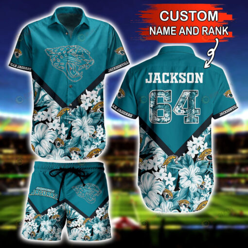 Custom Name And Number Jacksonville Jaguars Floral Hawaiian Shirt Set