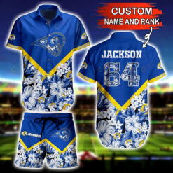 Custom Name And Number Los Angles Rams Floral Hawaiian Shirt Set