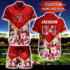 Custom Name And Number San Francisco 49ers Floral Hawaiian Shirt Set