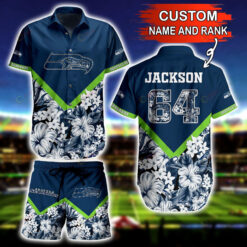 Custom Name And Number Seattle Seahawks Floral Hawaiian Shirt Set