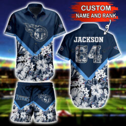 Custom Name And Number Tennessee Titans Floral Hawaiian Shirt Set