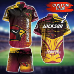 Custom Name Arizona Cardinals Short Sleeve Hawaiian Shirt Set