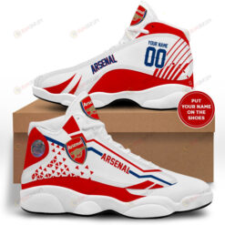 Custom Name Arsenal Air Jordan 13 Shoes Sneakers In White And Red