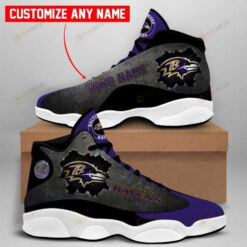 Custom Name Baltimore Ravens In Purple And Black Air Jordan 13 Shoes Sneakers