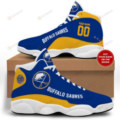 Custom Name Buffalo Bills Air Jordan 13 Shoes Sneakers In Yellow And Blue