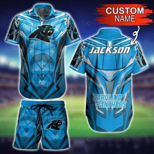 Custom Name Carolina Panthers Hawaiian Shirt Set