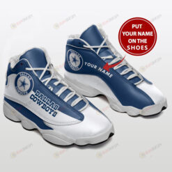 Custom Name Dallas Cowboys Air Jordan 13 Shoes Sneakers In White And Blue