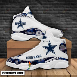 Custom Name Dallas Cowboys In White Air Jordan 13 Shoes Sneakers