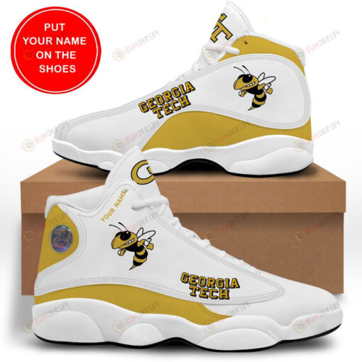 Custom Name Georgia Tech Logo Pattern Air Jordan 13 Shoes Sneakers