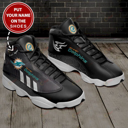 Custom Name Miami Dolphins Air Jordan 13 Shoes Sneakers In Black