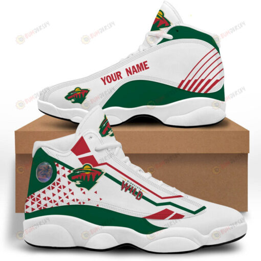 Custom Name Minnesota Wild Pattern Air Jordan 13 Shoes Sneakers