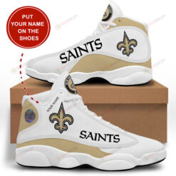 Custom Name New Orleans Saints In White And Brown Air Jordan 13 Shoes Sneakers