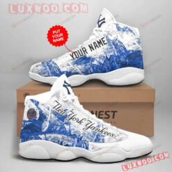 Custom Name New York Mets Blue White Air Jordan 13 Sneakers Sport Shoes
