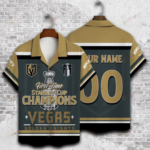 Custom Name Number Vegas Golden Knights First Time Hawaiian Shirt